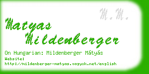 matyas mildenberger business card